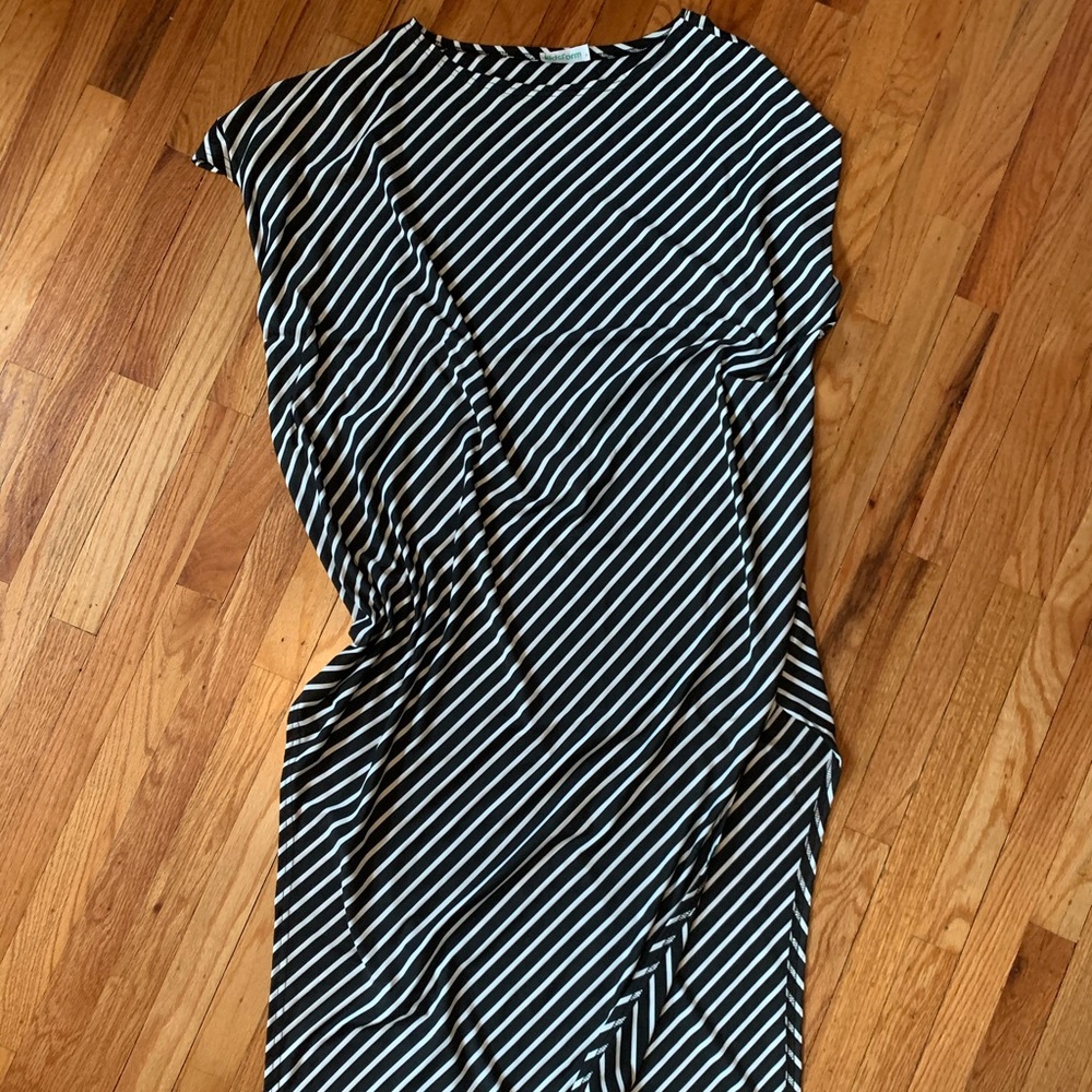 Long striped off shoulder maxi